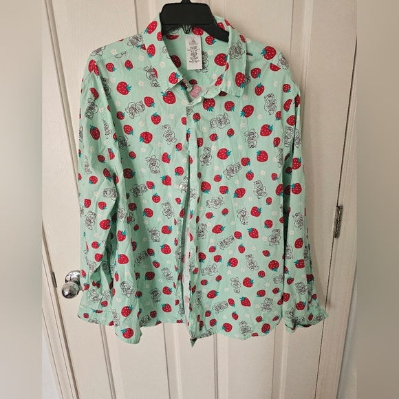 Disney Parks Pixar Toy Story Lotso Strawberries Button Down Shirt Size XXL - Picture 1 of 5